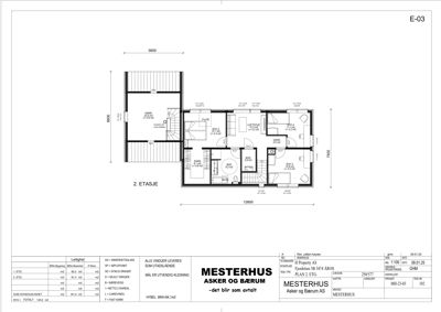 Etasjeplan for 2. etasje med romfordeling og mål