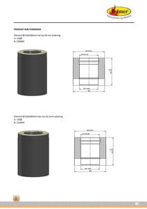 Produktmåletegninger for isolerte rør, med mål og dimensjoner.