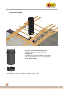 Illustrasjon og instruksjoner for ettermontering av et skorsteinselement i et takkonstruksjon.