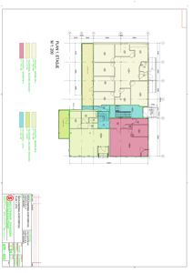 Etasjeplan (PLAN 1. ETASJE) som viser romfordeling, dimensjoner og arealbruk for et flerbruksbygg.