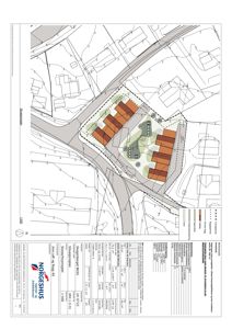 Situasjonsplan som viser tomtens beliggenhet, naboeiendommer, veier og planlagt bebyggelse med omgivelser.