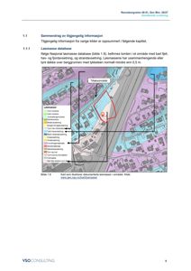 Kart som viser løsmassedatabase for et område, inkludert en markert tomt (Tilaksområdet) og en nabolagskart.
