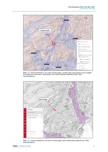 Kart fra skrednett.no som viser tomtens beliggenhet i forhold til marin grense og flomaksjonsområder.