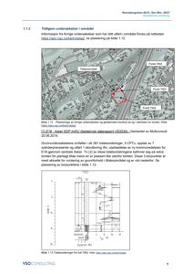 Kartutsnitt som viser plassering av geotekniske borepunkter i forhold til en tomt og infrastruktur.