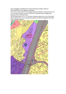 Et kart som viser et område med ulike arealbruksfarger (gult og lilla), vegnett (grå), og en markert tunnelbane (rød sirkel).