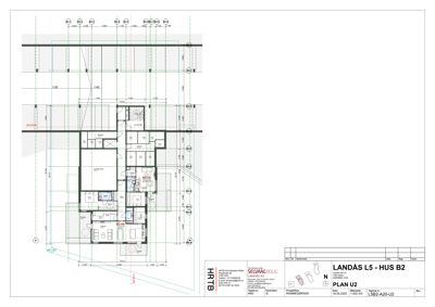 Etasjeplan (PLAN U2) som viser romfordeling, mål og innvendig oppbygning av en bolig.