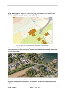 Bildet viser en situasjonsplan med topografiske linjer og bygningssilhuetter, samt et flyfoto som viser nabolaget og veisystemet.