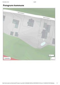 Kommunekart over Steinurbakken i Porsgrunn kommune med bygningsplasseringer og vegnavn.