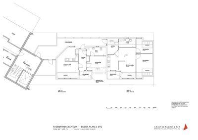 Etasjeplan (3. etasje) for TUSENFRYD SKÅNEVIK med romfordeling, mål og arealoppdelinger.