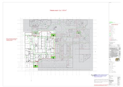 Etasjeplan (1. etasje) med romnummerering, arealoppdeling og tekniske merknader om brannsikring.