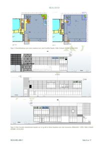 Bildet viser en tegning med oversiktsakskisse (Figur 3) og to fasadeoppsett (Figur 4) for en bygning. Det er tegnet som skal illustrere hvordan fasaden ser ut og hvordan den skal renoveres.