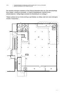 Etasjeplan som viser romfordeling, vegger og utstyr i et bygg.