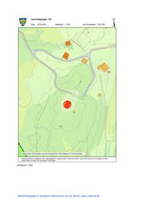 Kartutsnitt (situasjonskart) som viser topografi, veier og bygningsplasseringer i området rundt Lennevågvegen 110.