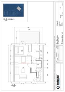 Etasjeplan (Et. 2) for Bruksending loft, som viser romfordeling, dimensjoner og utvendige dører.