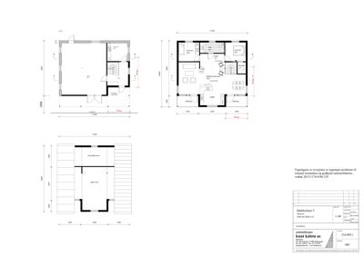 Bildet viser flere etasjeplaner (floor plans) med romfordeling og mål for en bygning.