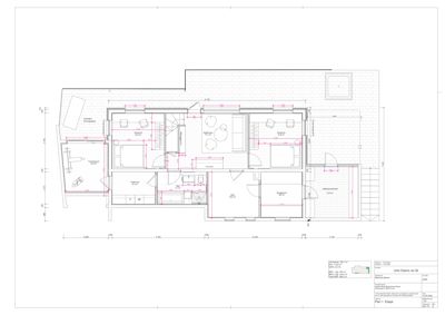 Etasjeplan (1. Etasje) som viser romfordeling, veggtykkelse og innvendige mål for en bolig.