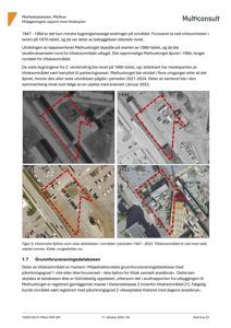 Historiske flyfoto fra perioden 1947-2022 som viser utviklingen av Melhustorget og tiltaksområdet.