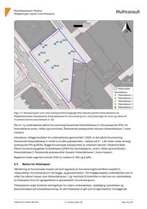 Kart over et område med markerte prøvetakningspunkter og tilstandsclasser for forurensning.