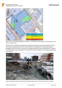 Fotografi av en utgravning med gravemaskin og rør, illustrerende et punkt i en miljøgeologisk rapport.