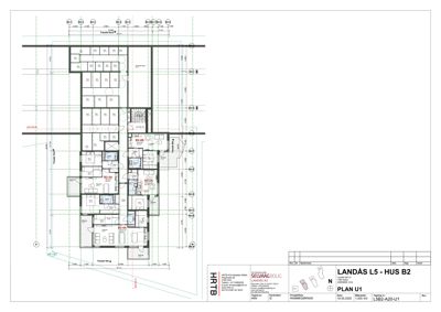 Etasjeplan (PLAN U1) som viser romfordeling og mål for et hus.
