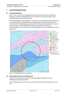 Kart som viser kvartærgeologiske forhold i et område, med fargekoding for løsmasser og geologiske soner.