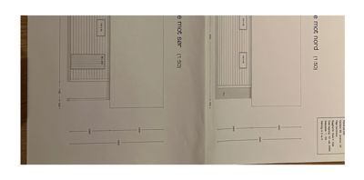 Fasadetegning som viser utsiden av en bygning sett fra nord og sør, med mål og detaljer.