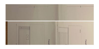 Bildet viser en fasadetegning med mål og et utsnitt av en fasade.