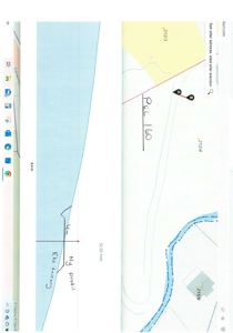 Situasjonsplan som viser tomtens form, høydemål (f.eks. 2123, 2124), eksisterende terreng (Eks. terreng), ny profil (Ny profil) og en elv eller vannløp.