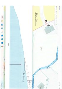 Situasjonsplan som viser eiendomsgrenser, vegforløp, vannløp og eiendomsnummer.