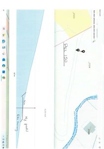 Kartutsnitt (Kart.com) som viser terrengform, høydemål (f.eks. 21723, 21704), en elv eller bekke, og en markert punktlinje (DEL 150) med punkter A og B.