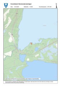 Oversiktskart over Oterstranda/Lakshågen med bygningsplassering og infrastruktur