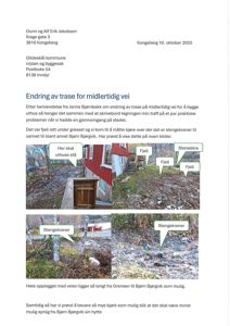 Fotografier av et bygge- eller utbyggingssted med tekstmeldinger som peker på spesifikke områder.