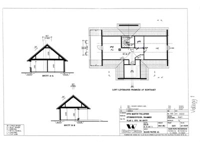 Snittegning (SNITT A-A og SNITT B-B) av en bygning, som viser takform, høyder og innvendig oppbygning.