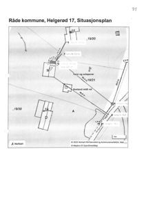 Situasjonsplan for Råde kommune, Helgerød 17 som viser tomtegrenser, nabobebyggelse, veier og infrastruktur.