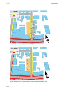 Støysonetekniske kart (støysoner) som viser beregnede støyverdier (L_den) i området etter tiltak.