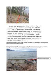 To fotografier som viser eksisterende naturforhold og en betongkloss ved Holsfjorden, inkludert tekster om grenser og bruksrettigheter.