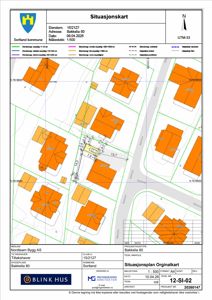Situasjonskart som viser eiendomsforhold, naboeiendommer, veier og bygninger i området rundt Bakkelia 80.