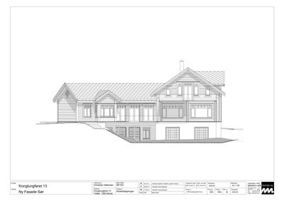Fasadetegning av en bolig sett fra sør.