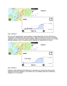 Bildet viser to kartutsnitt (Siktlinje B og C) med topografisk informasjon, høydemålinger (moh) og analyse av synlighet fra sjøen og nabolaget.