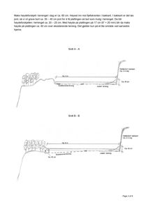 Snittegning (Snitt A-A og Snitt B-B) som viser terrengforhold, fjellkant og planlagt plattform i et bakkantområde.