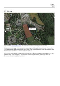 Satellittbilde (kart) fra Google Maps som viser et under søkt område med merking av terrengforhold.