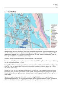 Kart over et undersøkt område med markerte grunnforhold, som er hentet fra NGU sine nettsider.