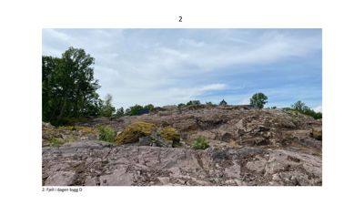 Fotografi av et fjell i dagens byggefelt (bygg D).