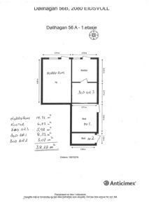 Etasjeplan for 1. etasje i Dølihagan 56 A, med romnavn (Hobbyrom, Kontor, Boder) og mål.