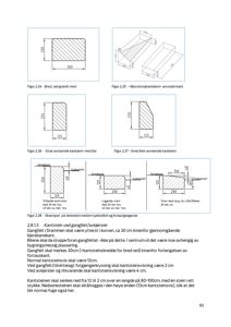 Teknisk tegning som viser detaljerte dimensjoner og konstruksjonsdetaljer for kantstein ved gangfelt og avkjørsler.