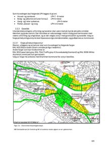 Et kart som viser et overordnet belysningskonsept for gater og områder i Drammen kommune.