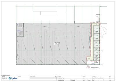 Etasjeplan (2. etasje) som viser romfordeling, arealer og tiltaksområde.