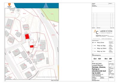 Situasjonskart som viser tomtens beliggenhet, naboeiendommer, veier og topografi.