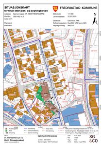 Situasjonskart som viser tomtens plassering i forhold til nabolag, gater og infrastruktur.