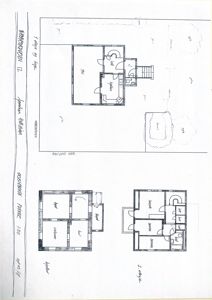 Plantegning som viser romfordeling for første etasje (1.etg) og andre etasje (2.etg) av en bygning.
